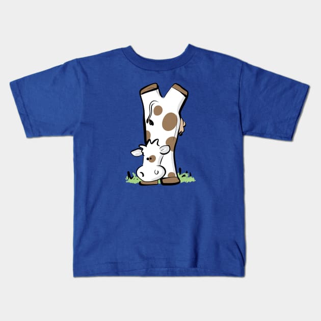 Cow handstand Kids T-Shirt by Jason's Doodles